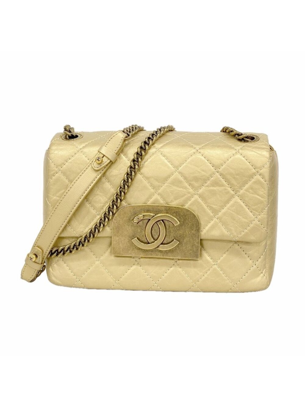 Chanel Shoulder Bag Quilted Lambskin Gold
